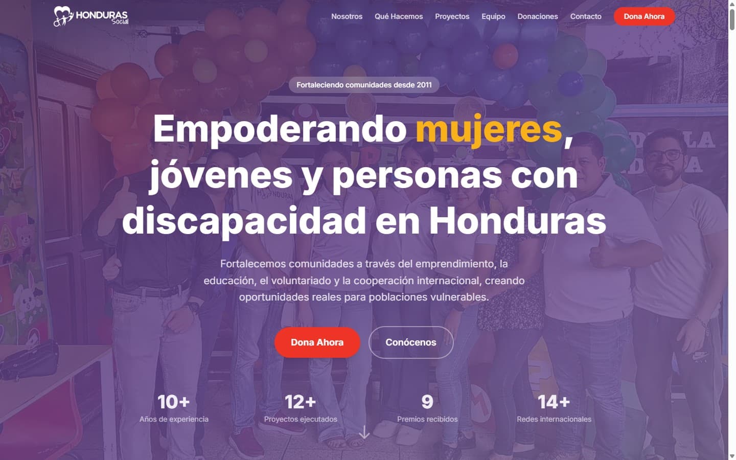 Captura del sitio Honduras Social